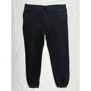 Vintage 90s Lands End Mens Large 36-39 Black Thick Fleece Sweatpants Joggers USA